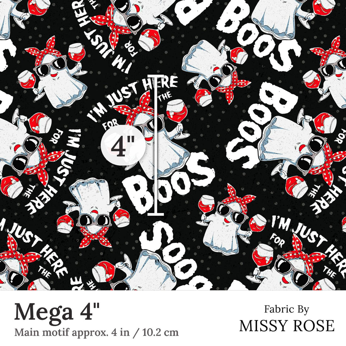 Design 223 Boos Fabric Mega 4 inch print scale guide | Fabric by Missy Rose