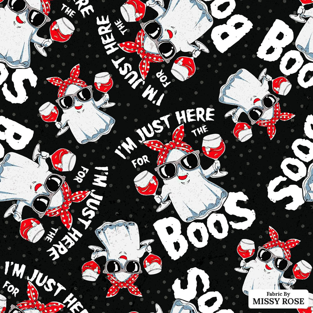 Design 223 Boos Fabric - flat view of the print, zoom in for detail | Fabric by Missy Rose