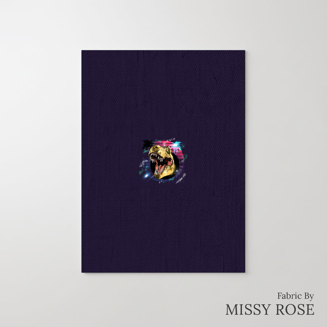 Design 224 Navy Dinosaur Panel – printed fabric panel with centred picture, custom printed to order | Fabric by Missy Rose