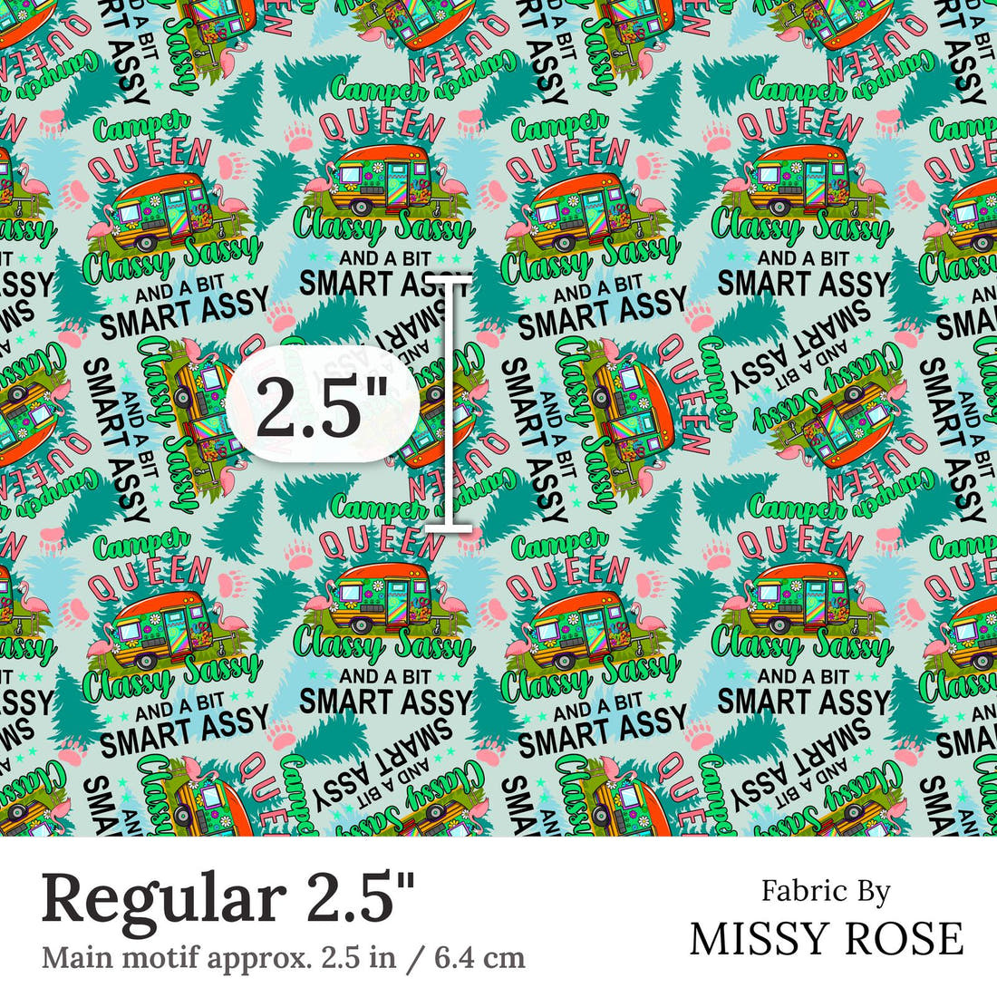 Design 227 Camper Queen Fabric Regular 2.5 inch print scale guide | Fabric by Missy Rose