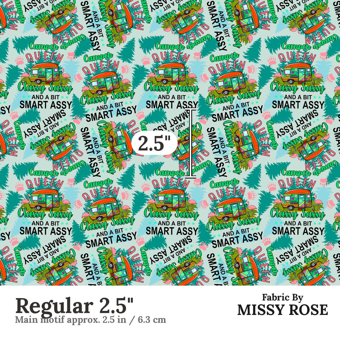 Design 227 Camper Queen Fabric Regular 2.5" - print scale | Fabric by Missy Rose