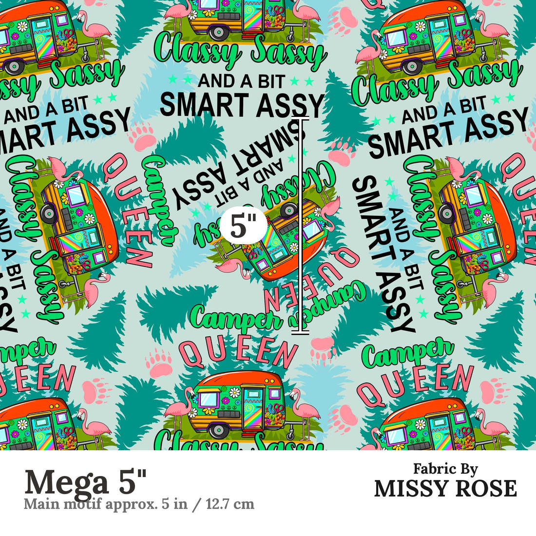 Design 227 Camper Queen Fabric Mega 5" - print scale | Fabric by Missy Rose