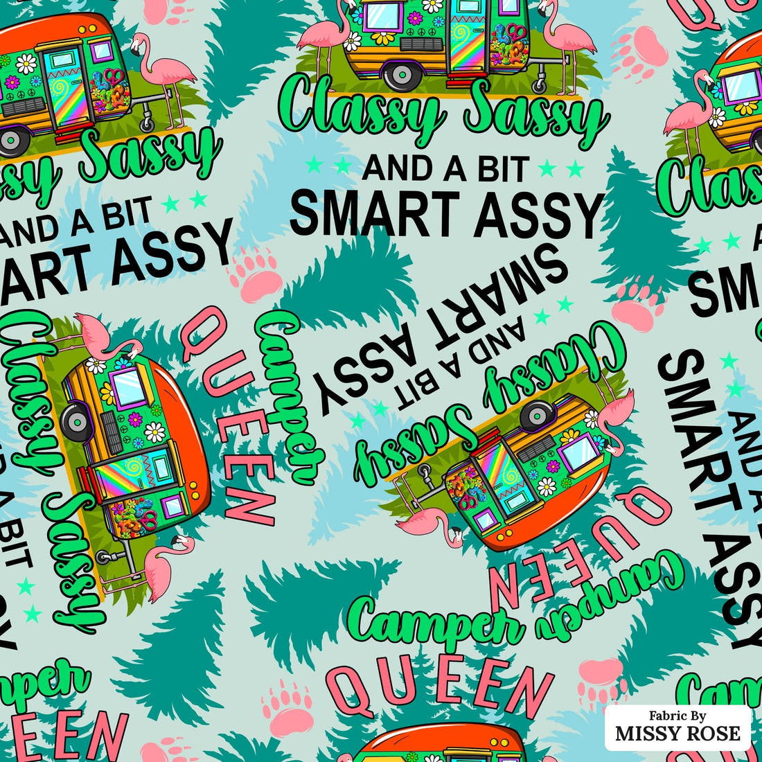Design 227 Camper Queen Fabric - flat view of the print, zoom in for detail | Fabric by Missy Rose