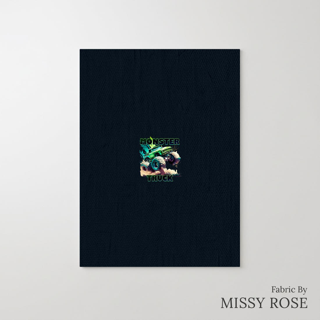 Design 228 Monster Truck Panel – printed fabric panel with centred picture, custom printed to order | Fabric by Missy Rose