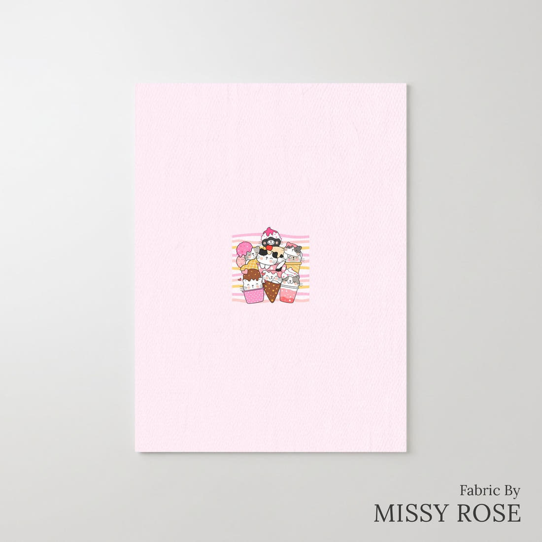Design 229 Ice Cream Kitties Panel – printed fabric panel with centred picture, custom printed to order | Fabric by Missy Rose