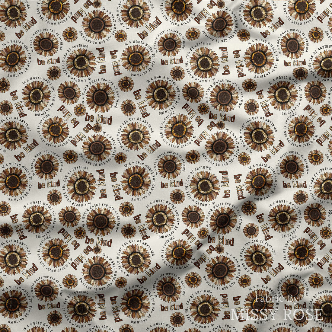 Design 23 Be Kind Fabric draped fabric mockup – custom printed fabric by the metre | Fabric by Missy Rose