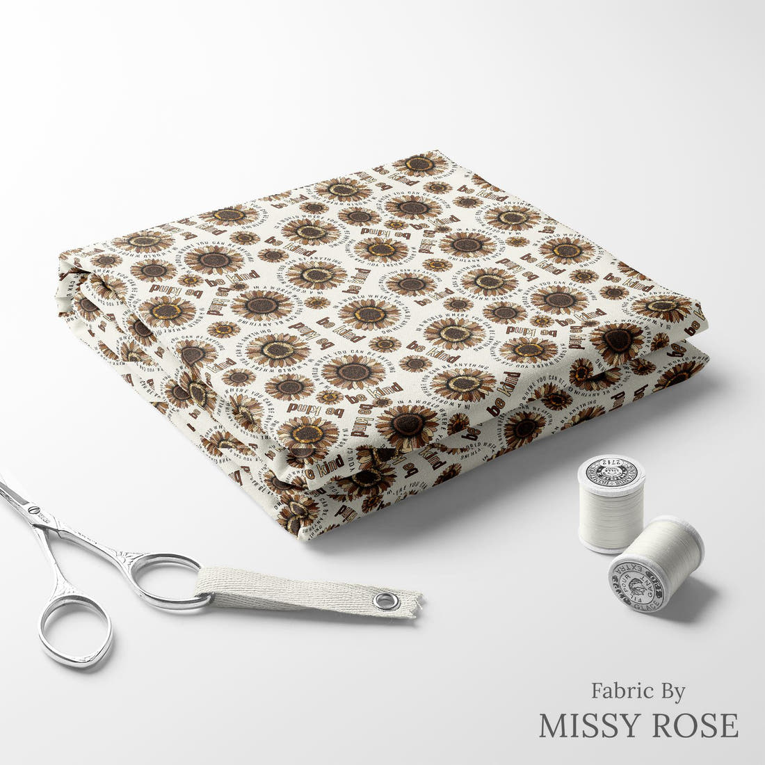 Design 23 Be Kind Fabric folded fabric stack with matching thread – pre-order fabric Australia | Fabric by Missy Rose