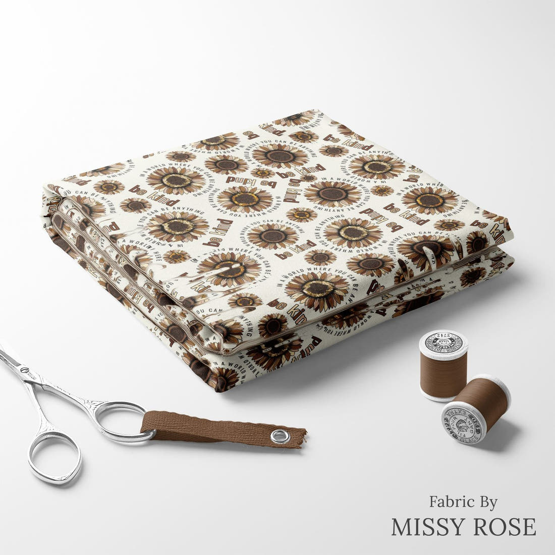Design 23 Be Kind Fabric folded fabric stack with matching thread – pre-order fabric Australia | Fabric by Missy Rose