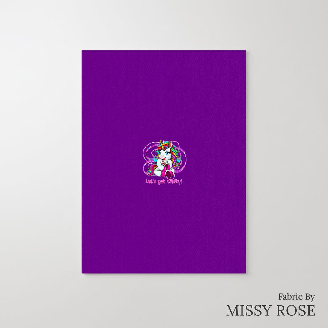 Design 232 Crafty Unicorn Panel – printed fabric panel with centred picture, custom printed to order | Fabric by Missy Rose