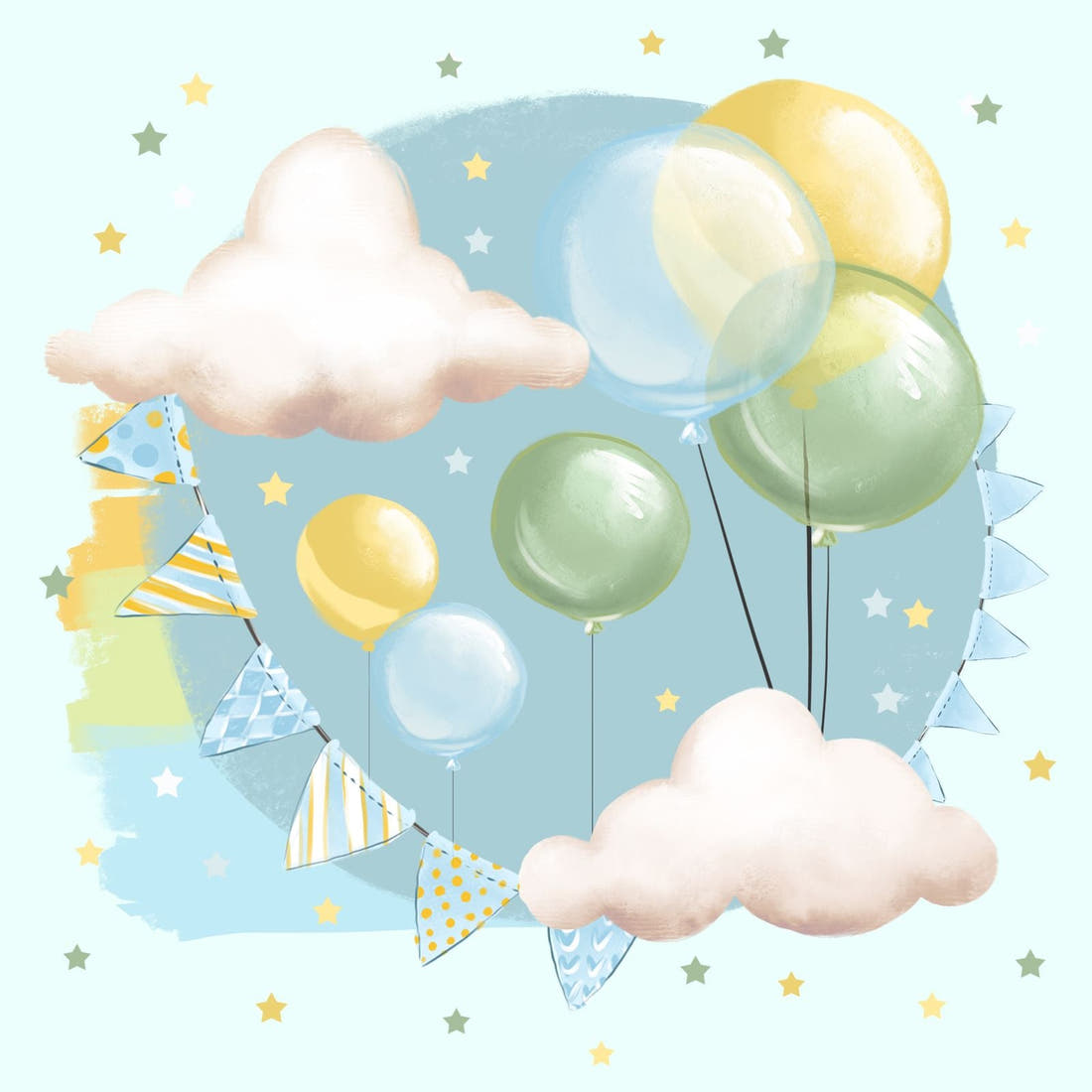 Design 233 Balloons Panel – full artwork close-up of the printed picture | Fabric by Missy Rose