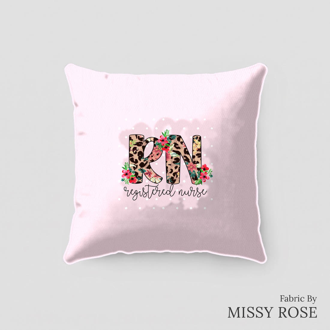 Design 234 Registered Nurse Panel sewn into a cushion – see how the panel looks made up | Fabric by Missy Rose