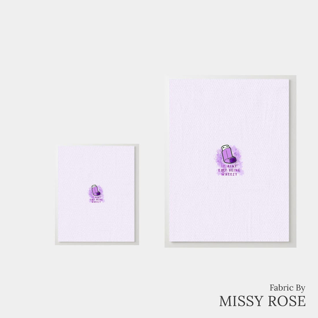 Design 235 Purple Asthma Panel – universal and adult panel sizes side by side | Fabric by Missy Rose