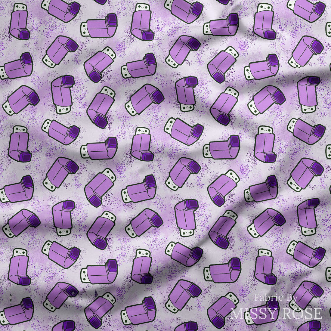 Design 235 Purple Asthma Fabric draped fabric mockup – custom printed fabric by the metre | Fabric by Missy Rose