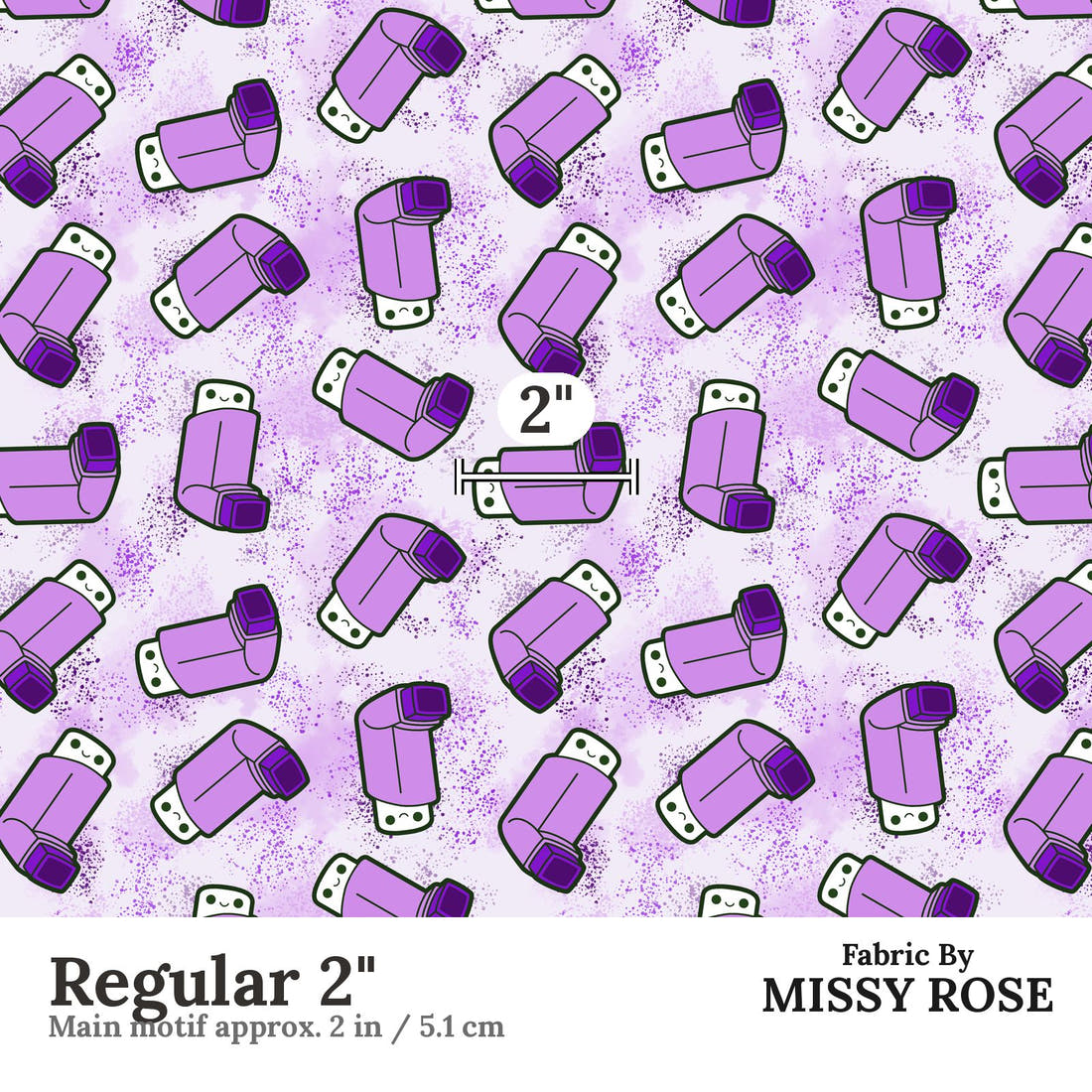 Design 235 Purple Asthma Fabric Regular 2" - print scale | Fabric by Missy Rose