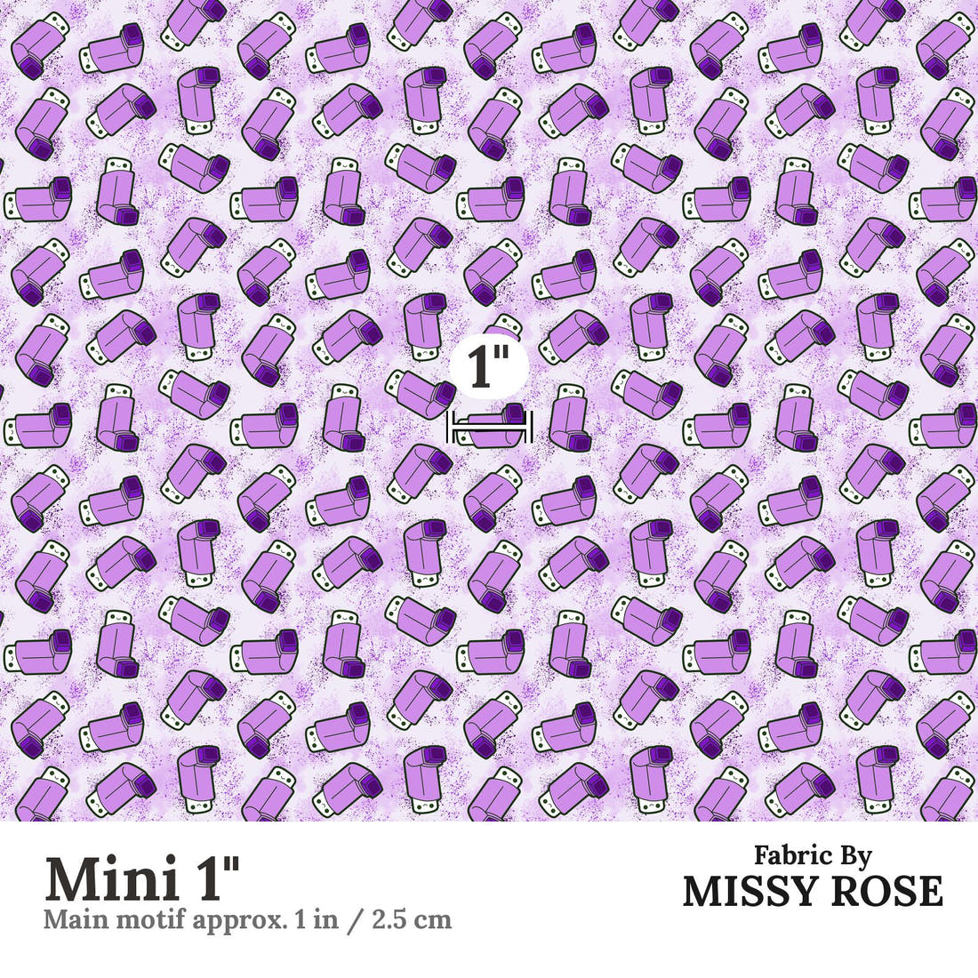 Design 235 Purple Asthma Fabric Mini 1" - print scale | Fabric by Missy Rose
