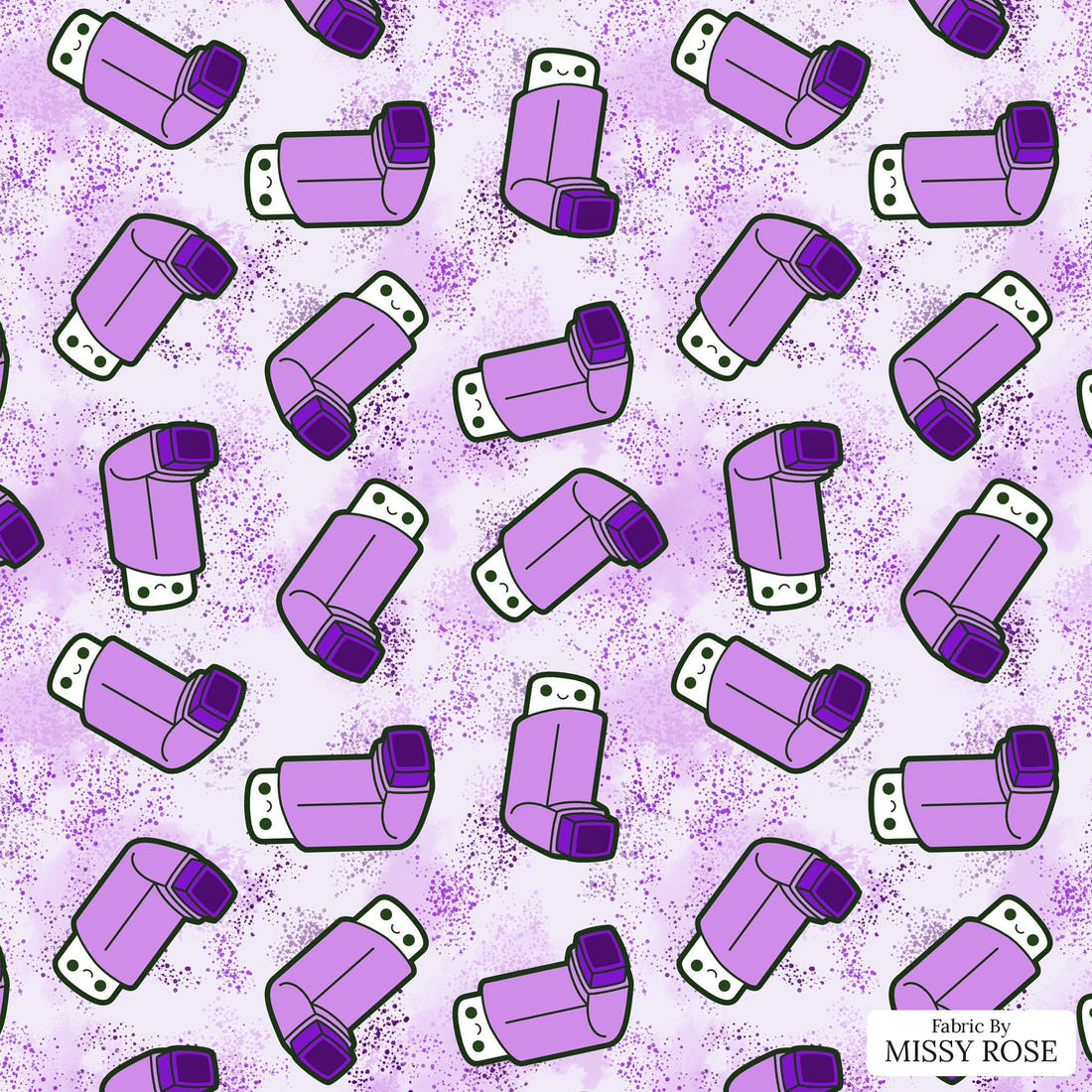 Design 235 Purple Asthma Fabric - flat view of the print, zoom in for detail | Fabric by Missy Rose