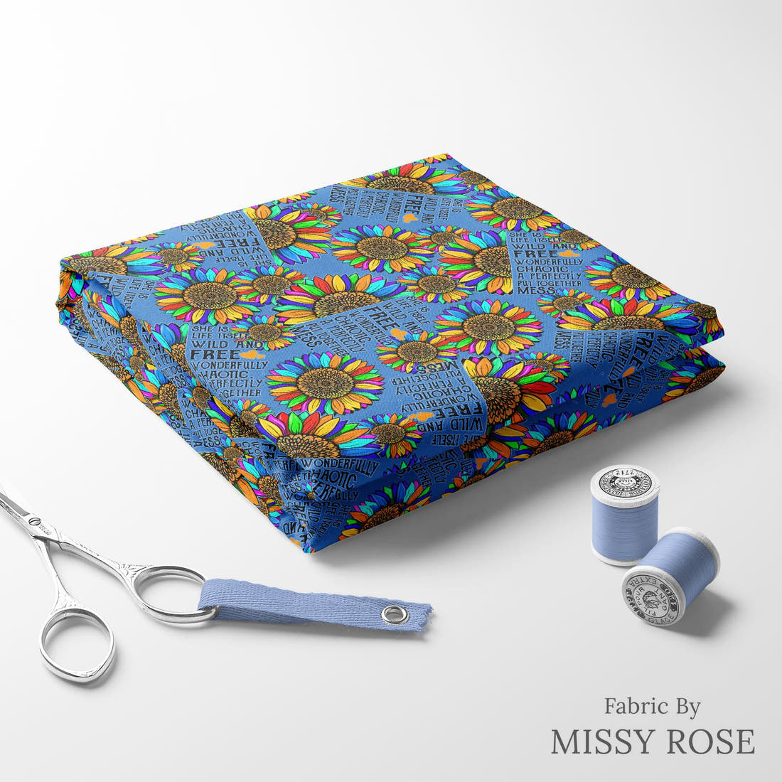 Design 236 Inspirational Fabric folded fabric stack with matching thread - pre-order fabric Australia | Fabric by Missy Rose