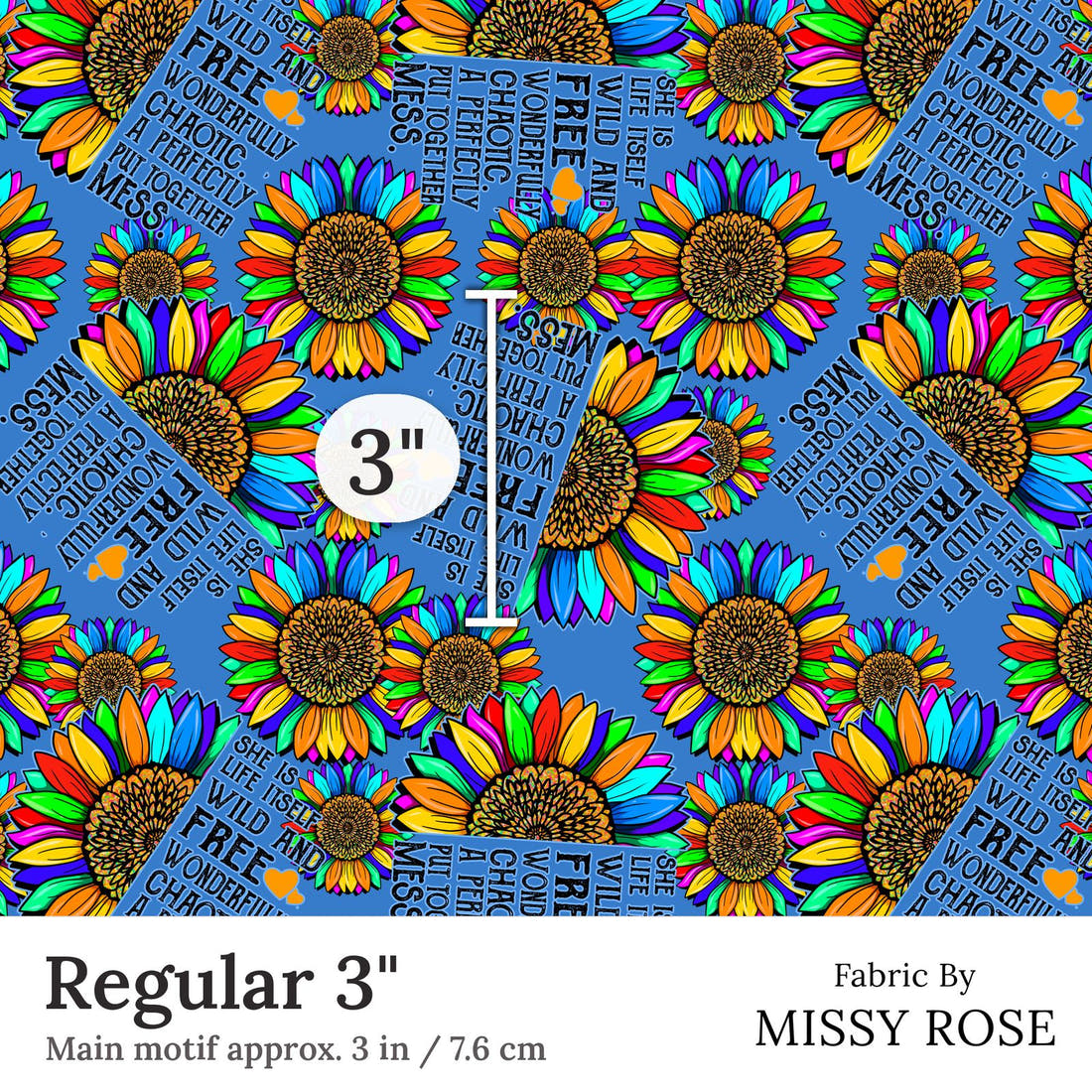 Design 236 Inspirational Fabric Regular 3 inch print scale guide | Fabric by Missy Rose