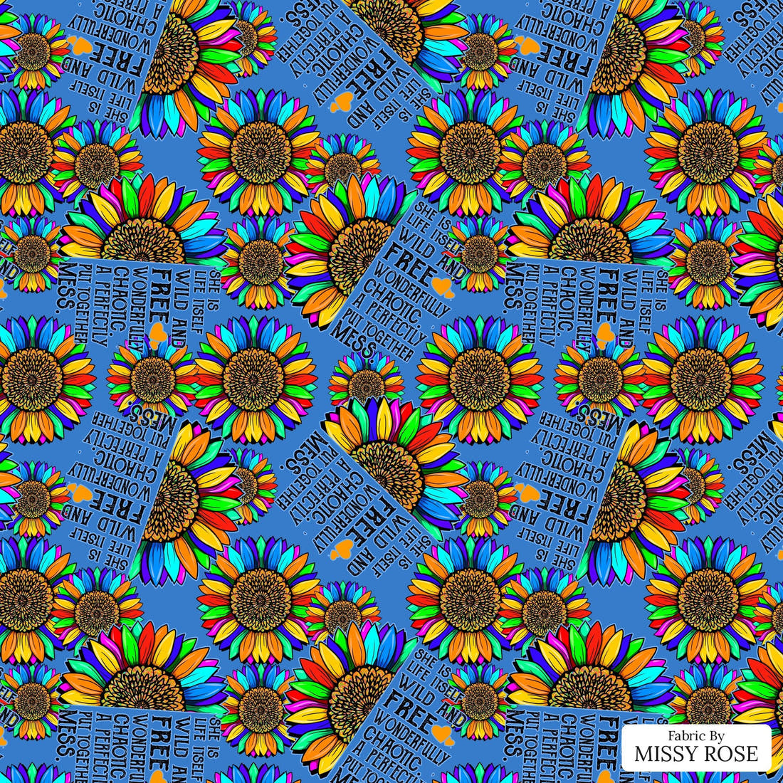 Design 236 Inspirational Fabric - flat view of the print, zoom in for detail | Fabric by Missy Rose