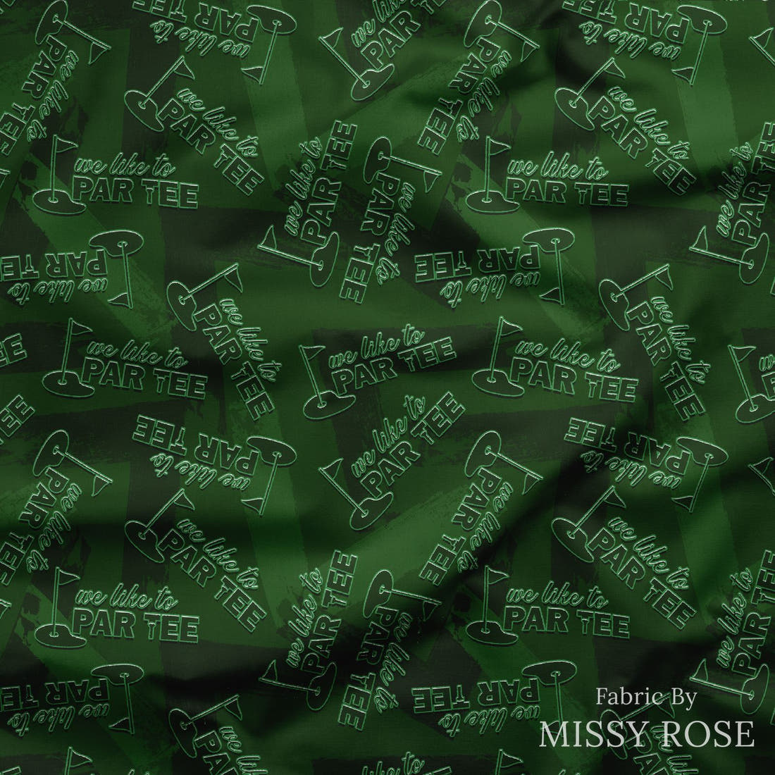 Design 238 Par Tee Fabric draped fabric mockup – custom printed fabric by the metre | Fabric by Missy Rose