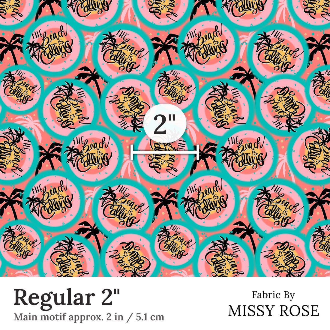 Design 24 Beach Fabric Regular 2 inch print scale guide | Fabric by Missy Rose