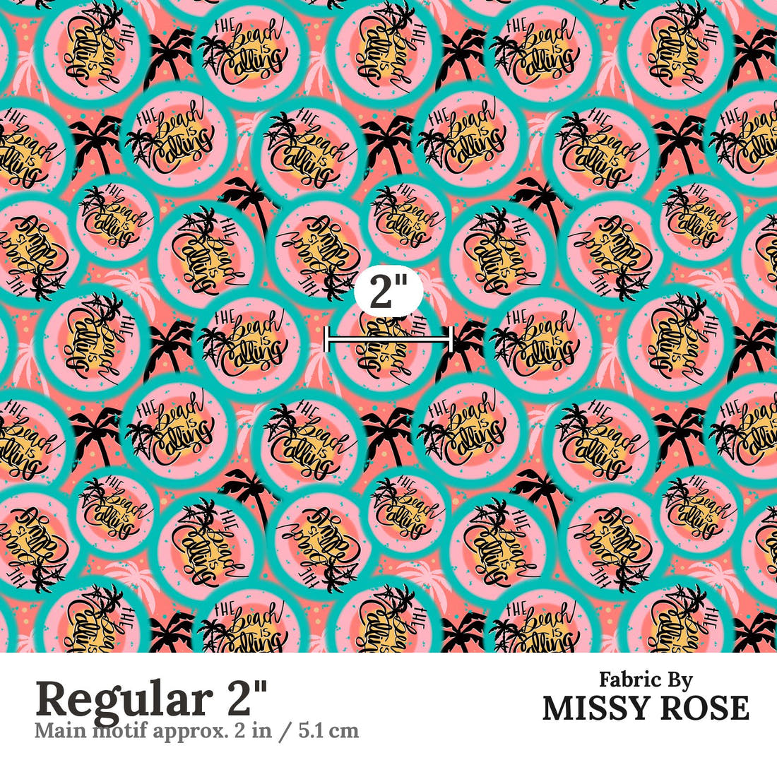 Design 24 Beach Fabric Regular 2" - print scale | Fabric by Missy Rose