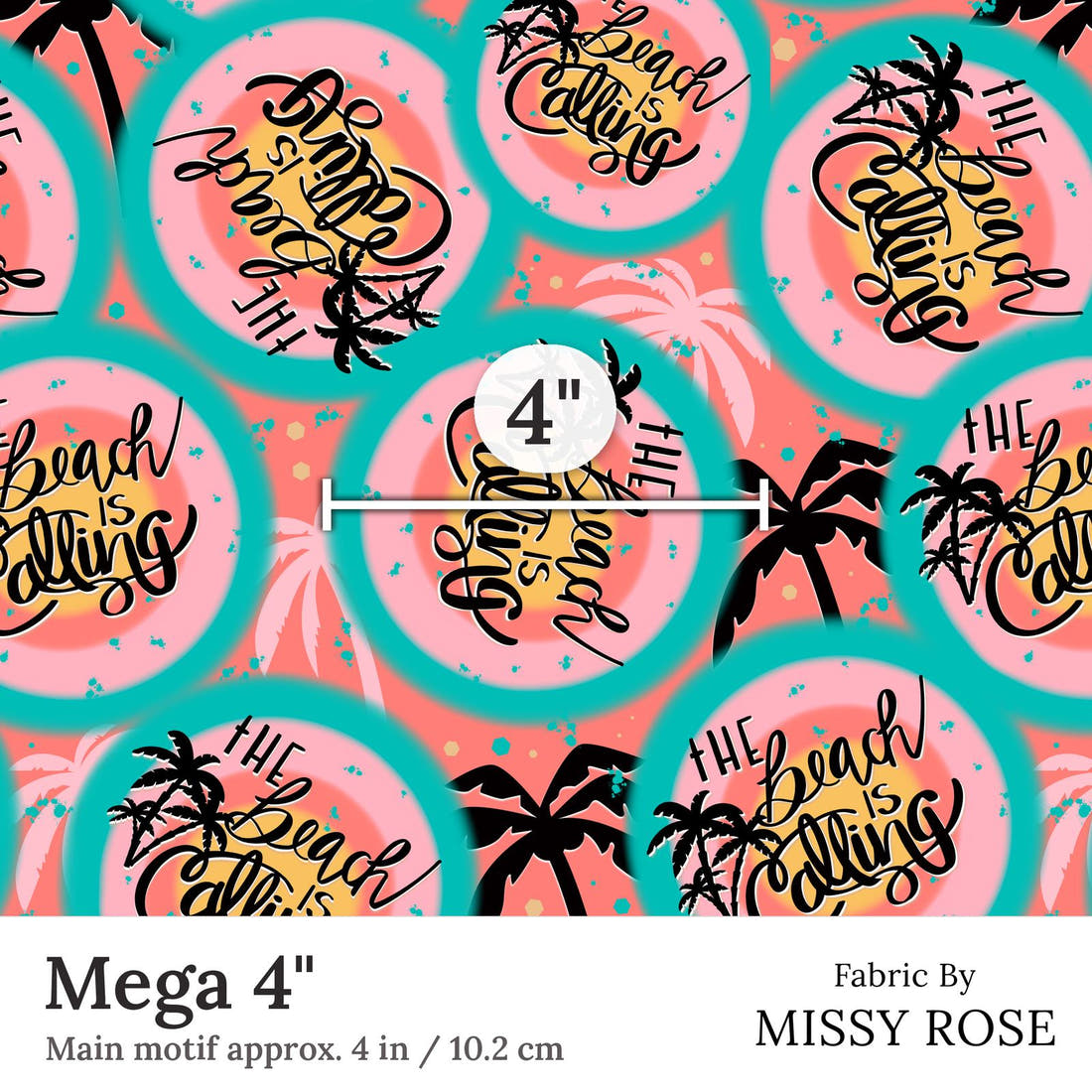 Design 24 Beach Fabric Mega 4 inch print scale guide | Fabric by Missy Rose