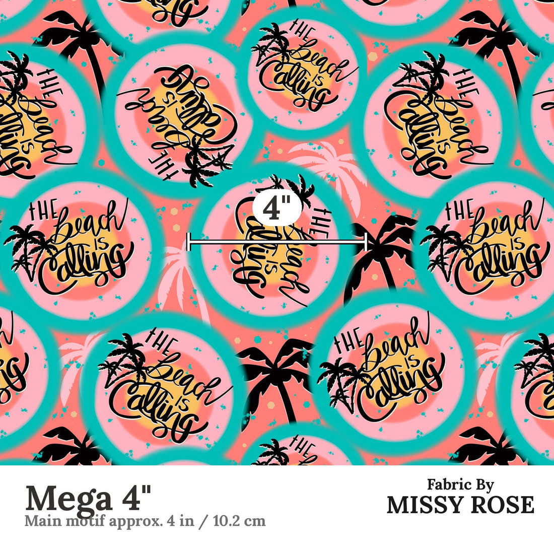 Design 24 Beach Fabric Mega 4" - print scale | Fabric by Missy Rose