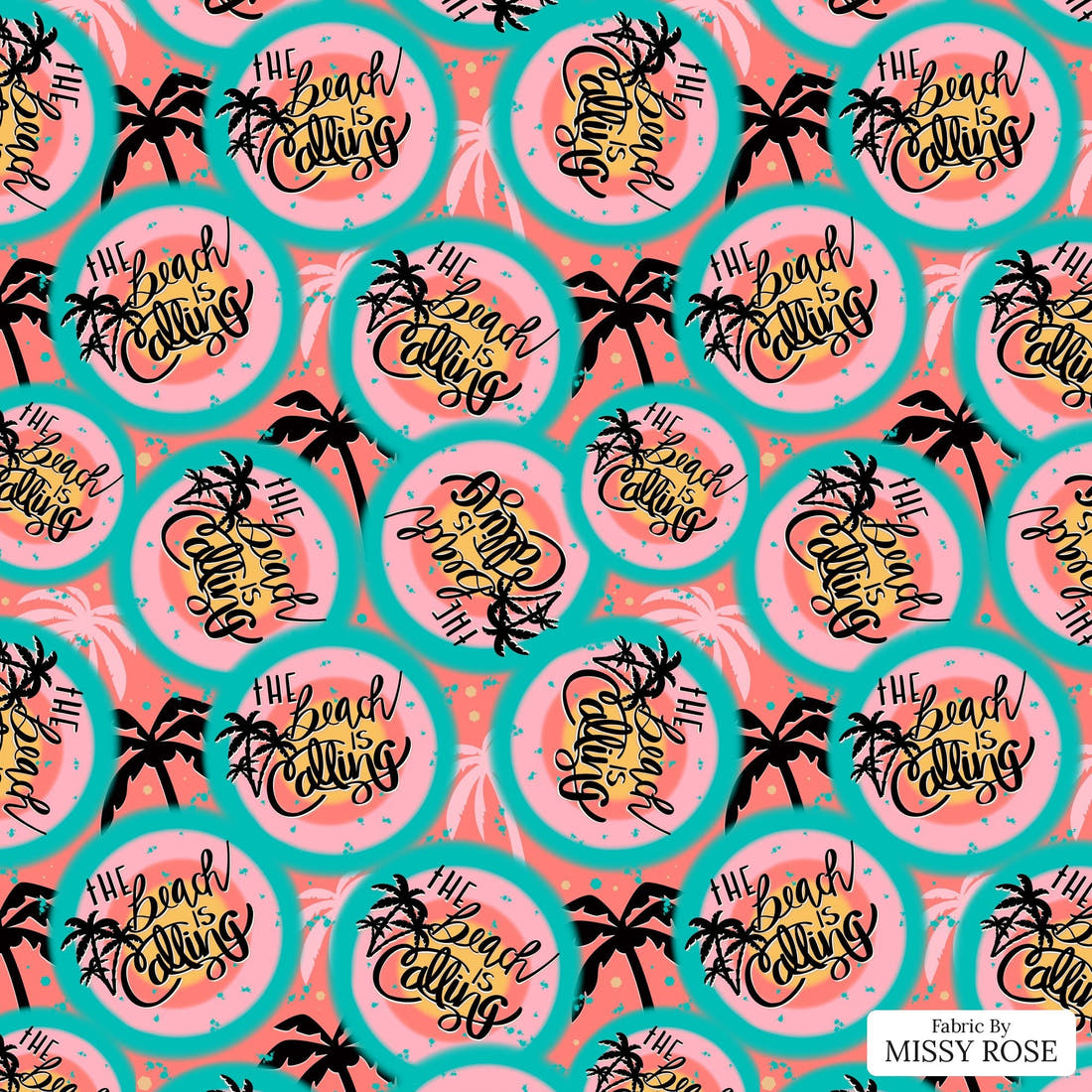 Design 24 Beach Fabric - flat view of the print, zoom in for detail | Fabric by Missy Rose