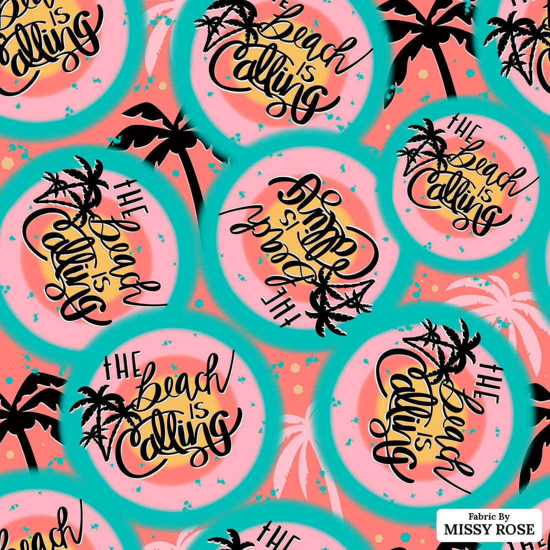 Design 24 Beach Fabric - flat view of the print, zoom in for detail | Fabric by Missy Rose