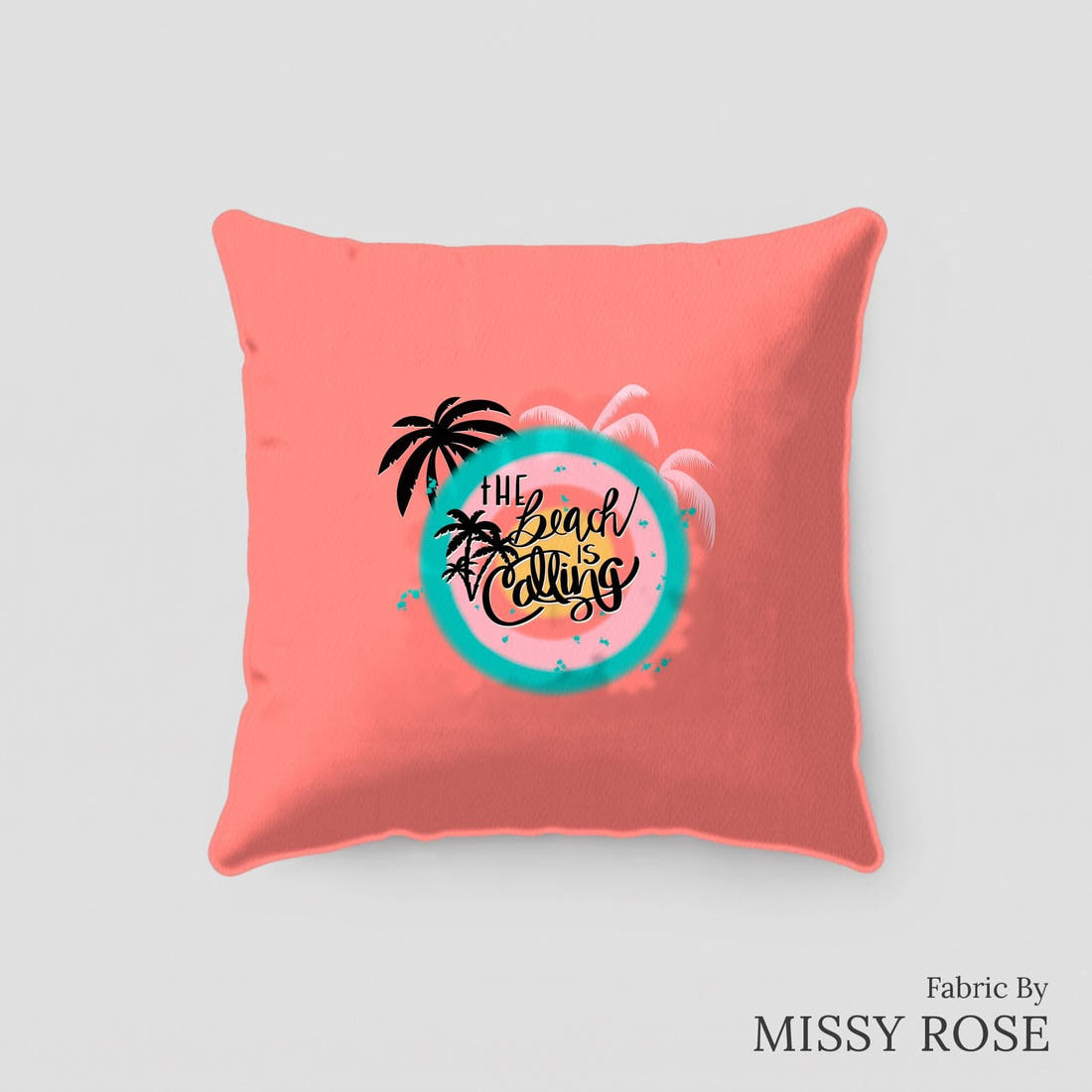 Design 24 Beach Panel sewn into a cushion – see how the panel looks made up | Fabric by Missy Rose