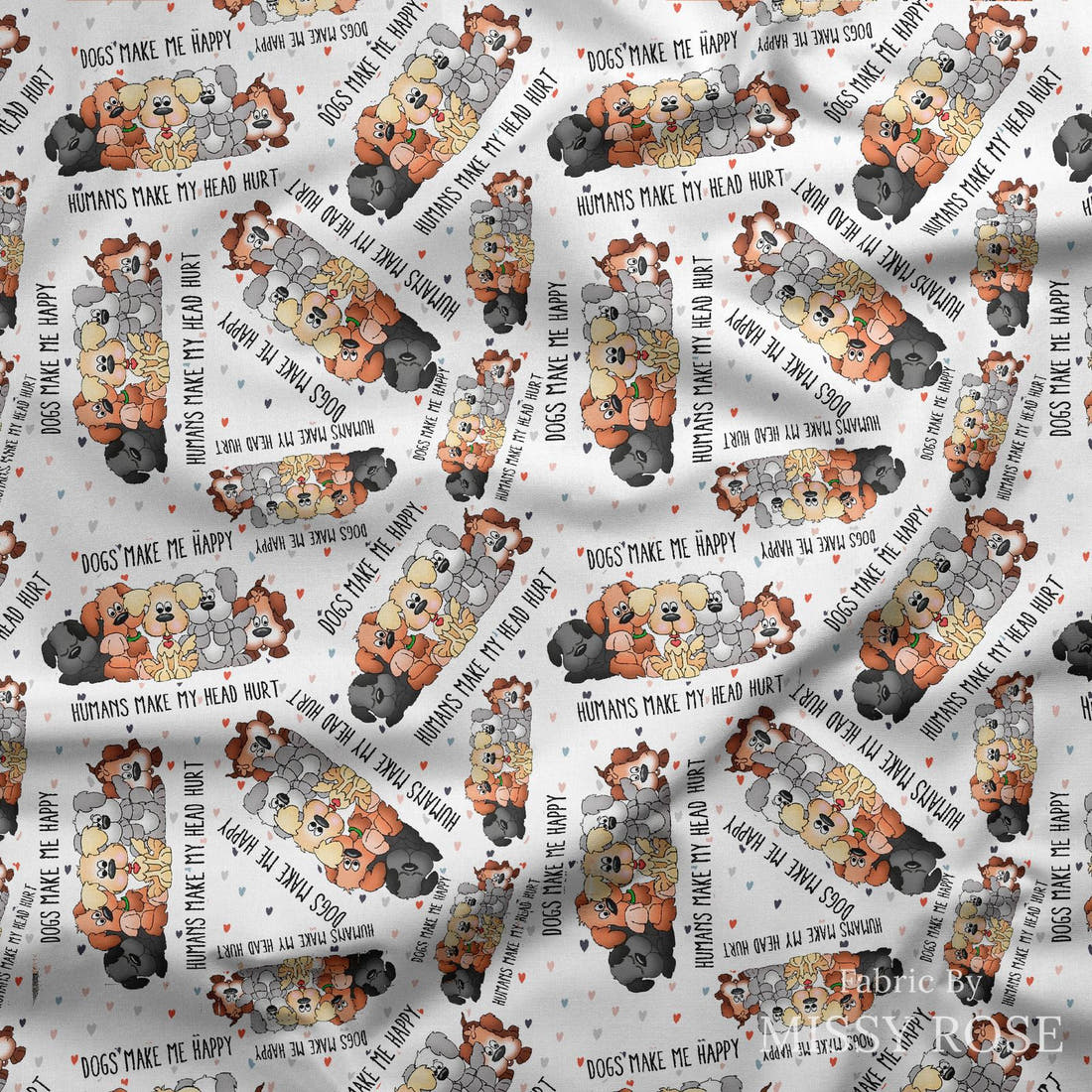 Design 240 Dogs Fabric draped fabric mockup – custom printed fabric by the metre | Fabric by Missy Rose
