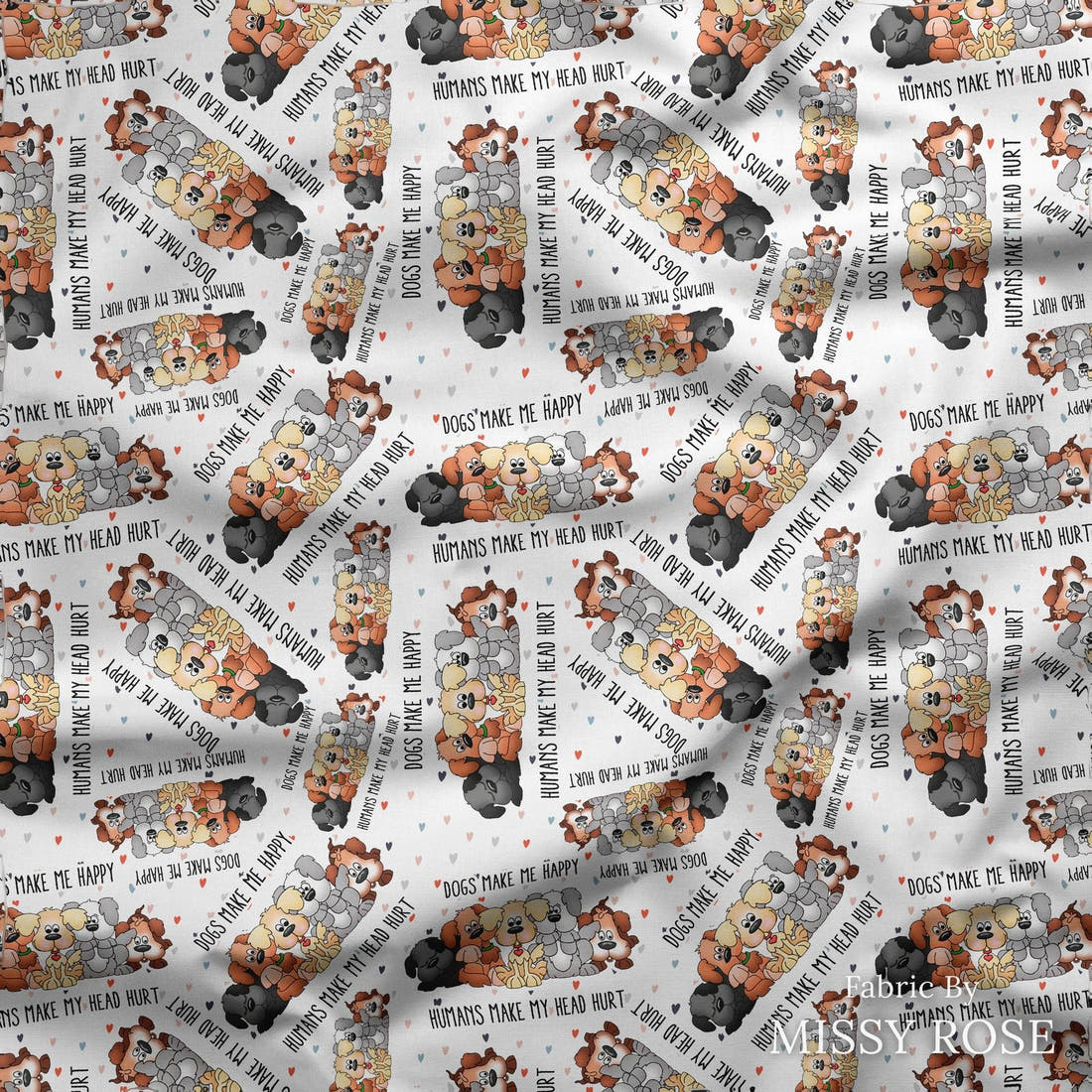 Design 240 Dogs Fabric draped fabric mockup – custom printed fabric by the metre | Fabric by Missy Rose