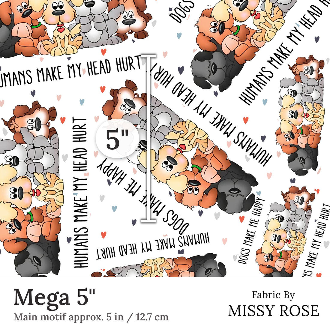 Design 240 Dogs Fabric Mega 5 inch print scale guide | Fabric by Missy Rose
