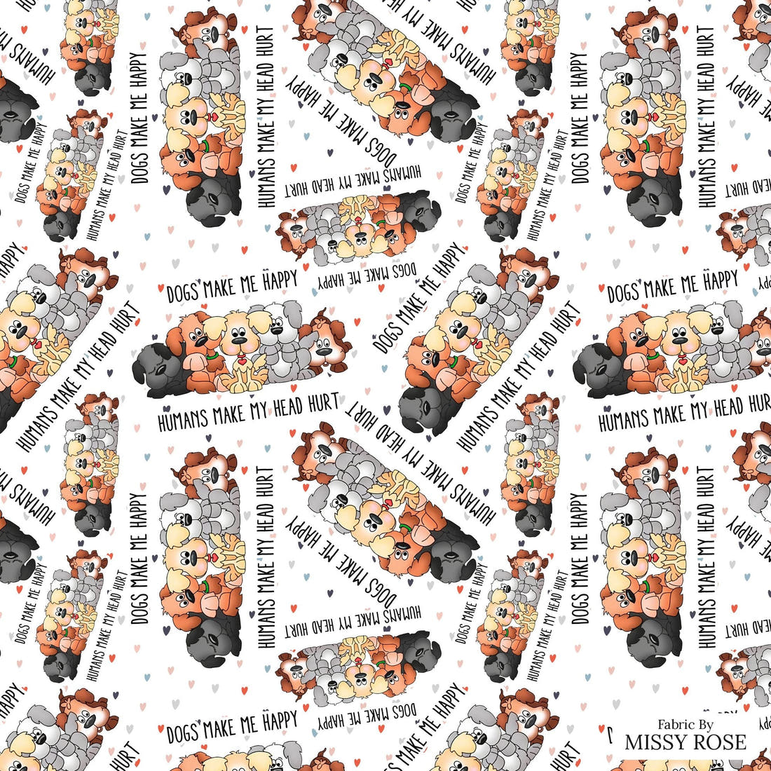 Design 240 Dogs Fabric - flat view of the print, zoom in for detail | Fabric by Missy Rose