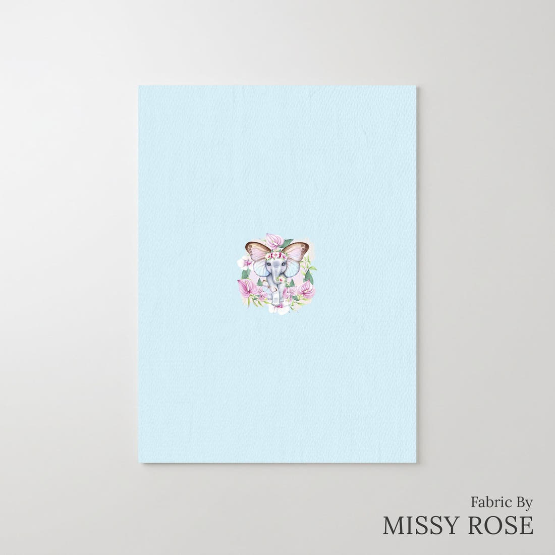 Design 241 Floral Elephant Panel – printed fabric panel with centred picture, custom printed to order | Fabric by Missy Rose