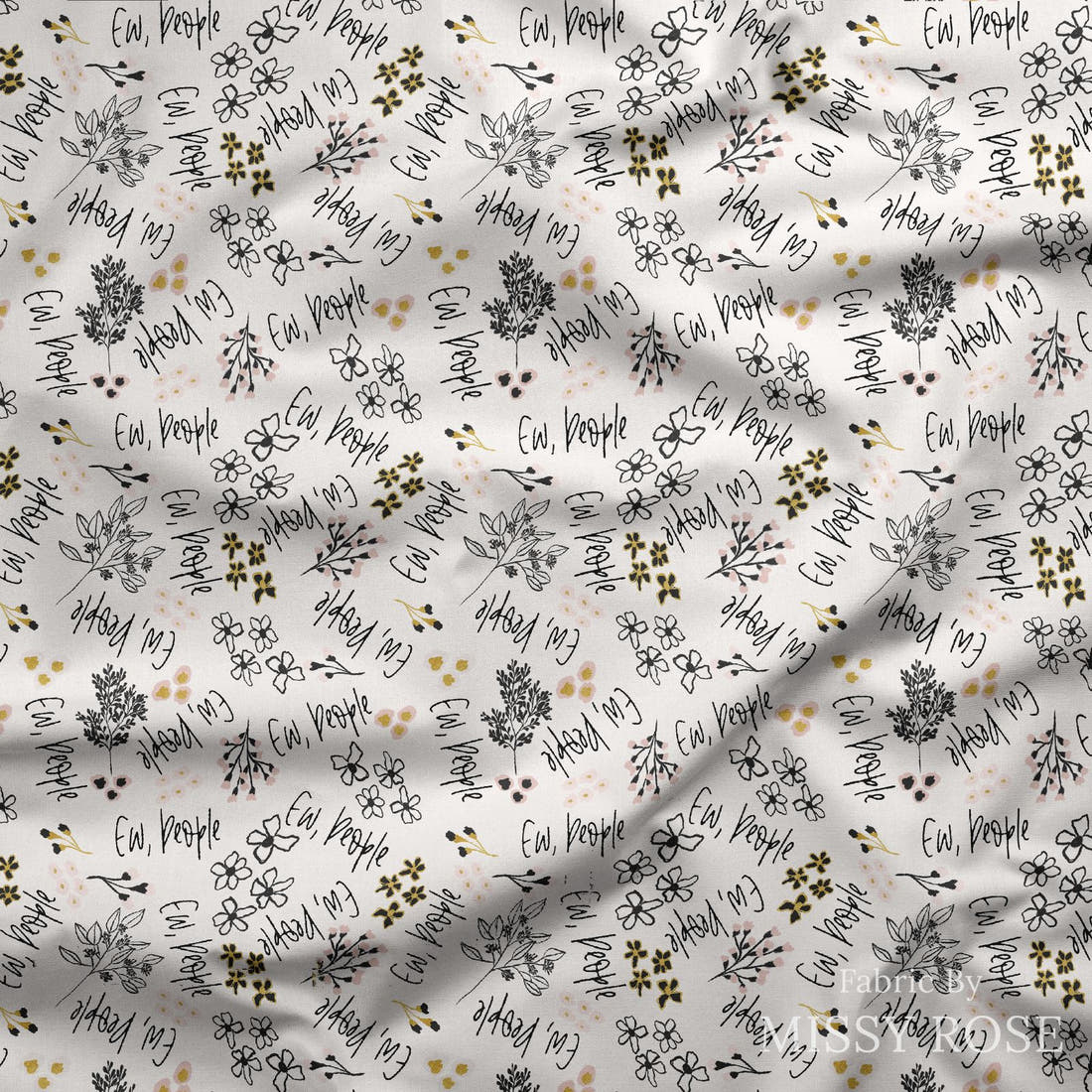 Design 242 Ew People Fabric draped fabric mockup – custom printed fabric by the metre | Fabric by Missy Rose