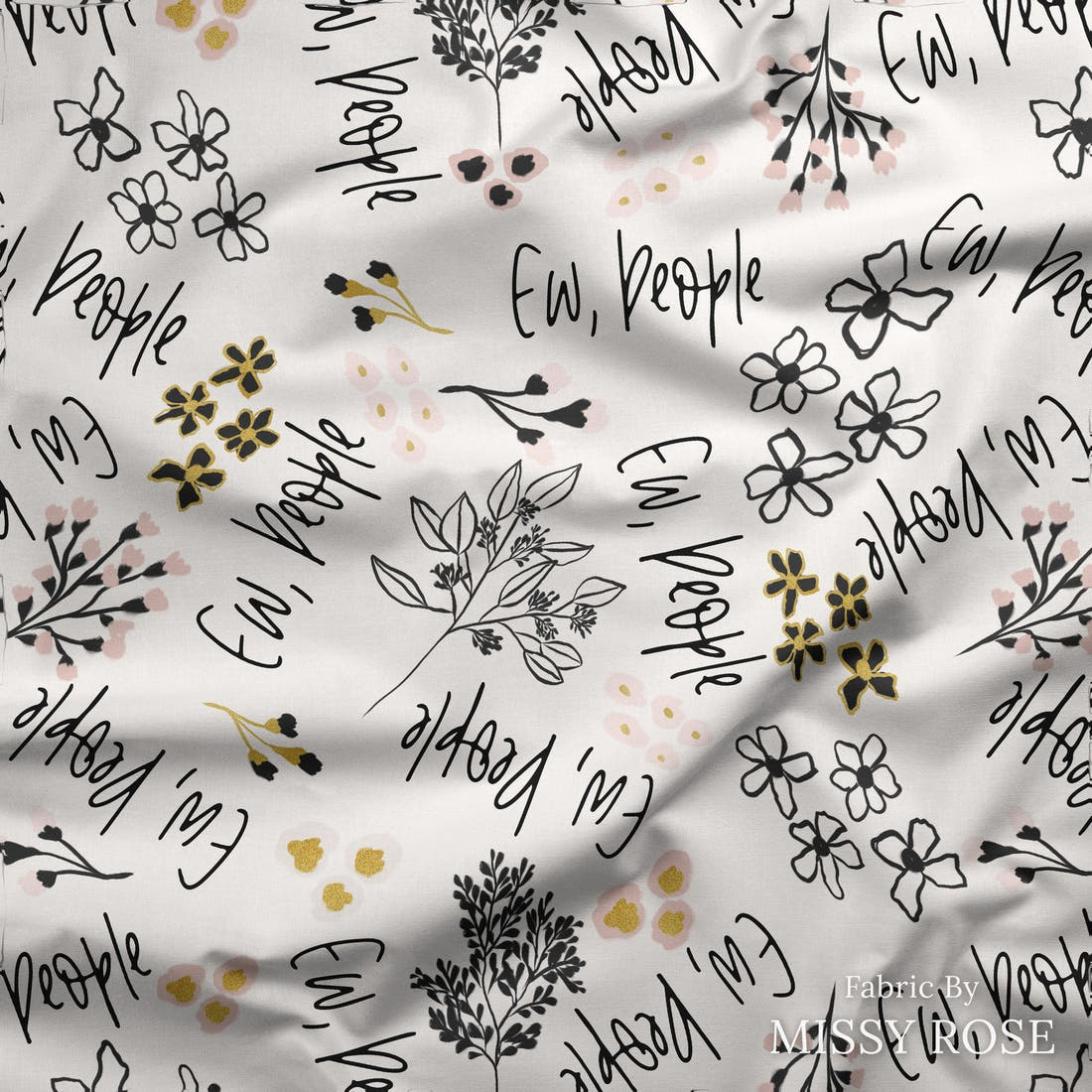 Design 242 Ew People Fabric draped fabric mockup – custom printed fabric by the metre | Fabric by Missy Rose