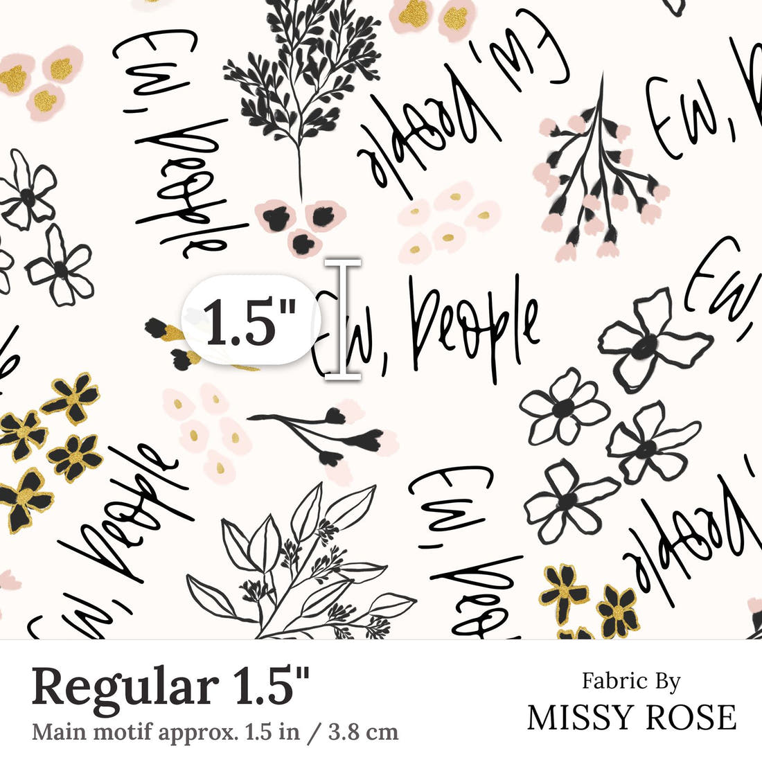 Design 242 Ew People Fabric Regular 1.5 inch print scale guide | Fabric by Missy Rose