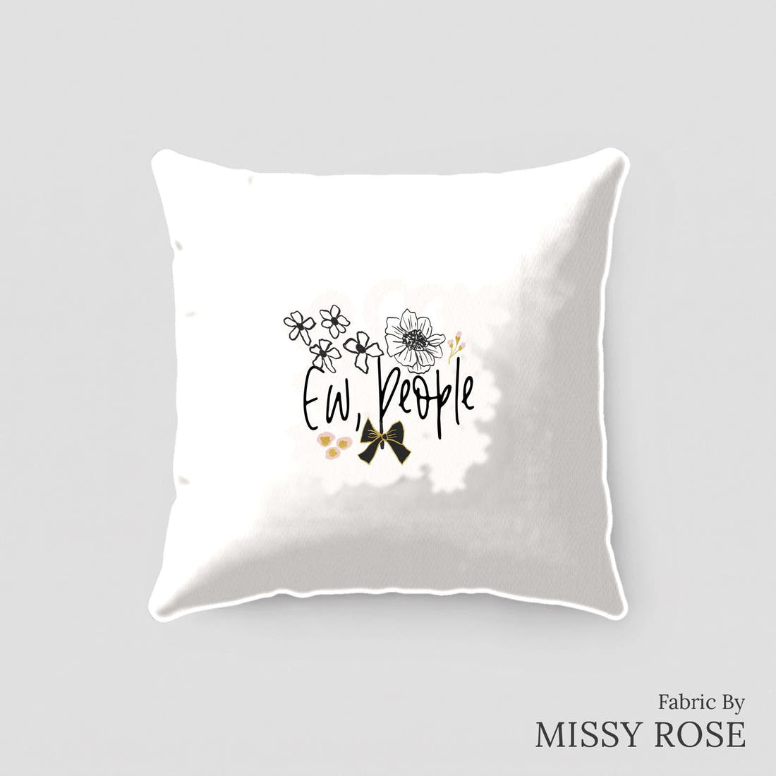 Design 242 Ew People Panel sewn into a cushion – see how the panel looks made up | Fabric by Missy Rose
