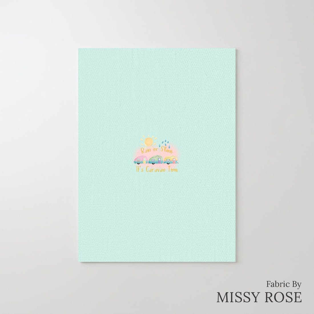 Design 245 Pastel Caravan Panel – printed fabric panel with centred picture, custom printed to order | Fabric by Missy Rose