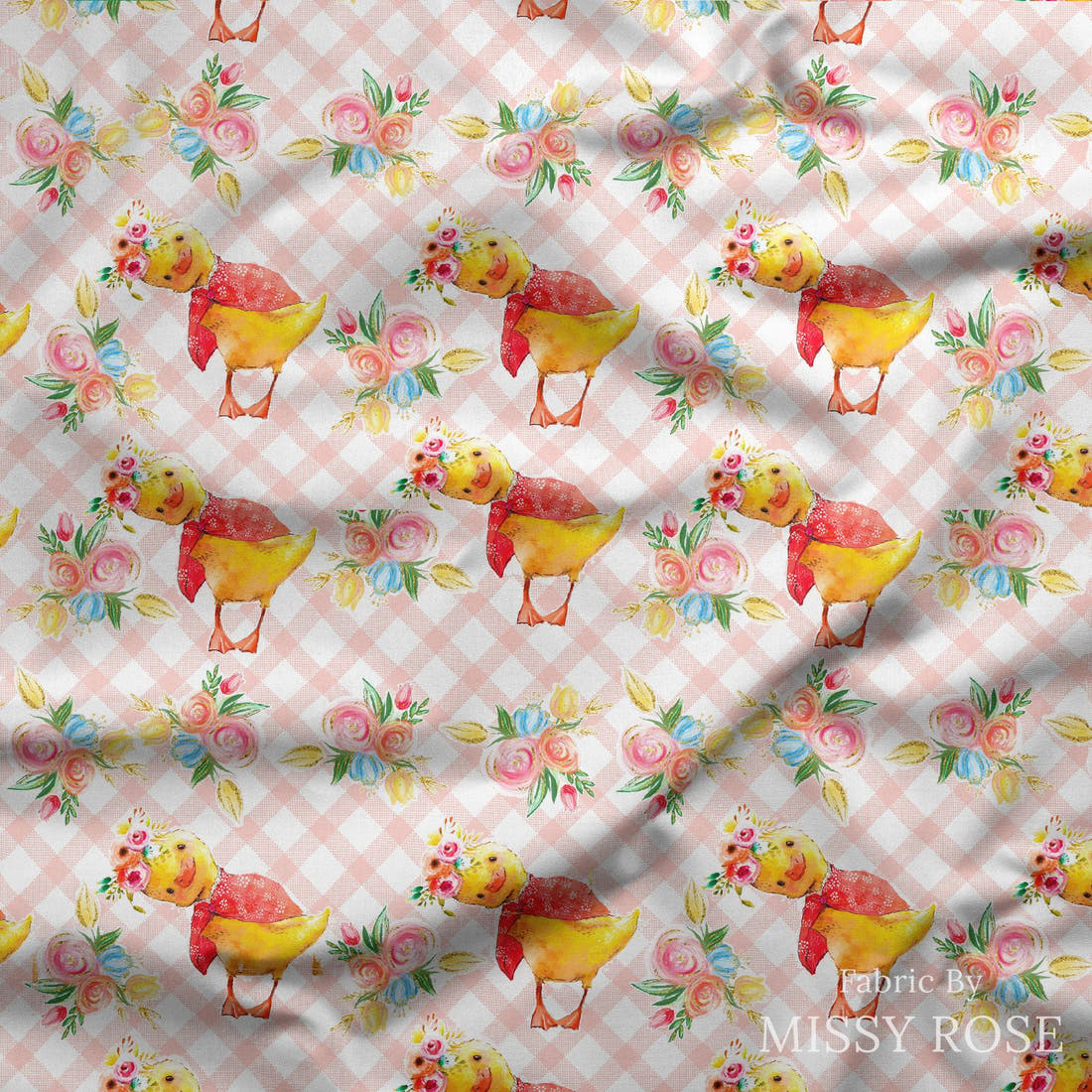 Design 246 Plaid Chick Fabric draped fabric mockup – custom printed fabric by the metre | Fabric by Missy Rose