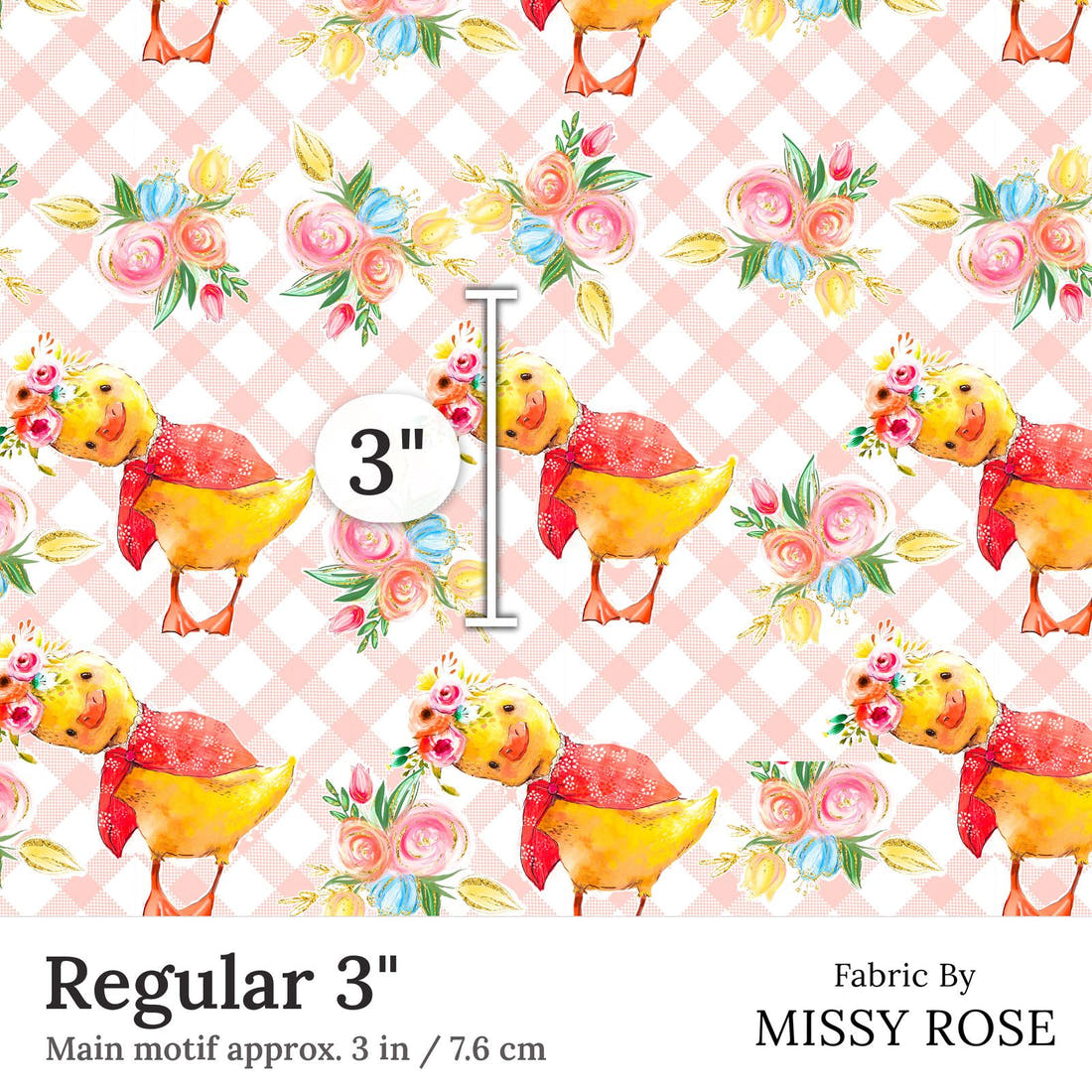 Design 246 Plaid Chick Fabric Regular 3 inch print scale guide | Fabric by Missy Rose