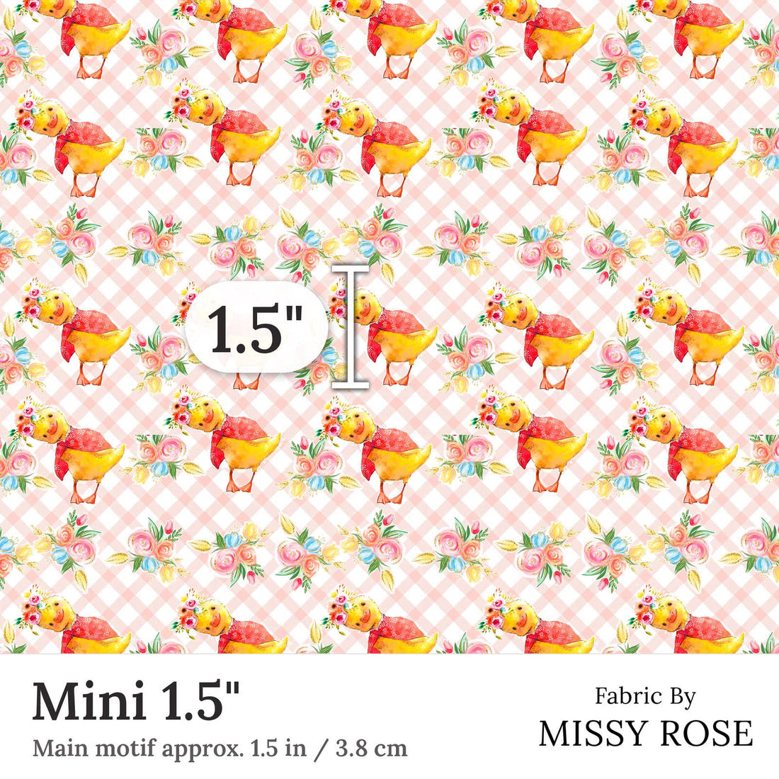 Design 246 Plaid Chick Fabric Mini 1.5 inch print scale guide | Fabric by Missy Rose