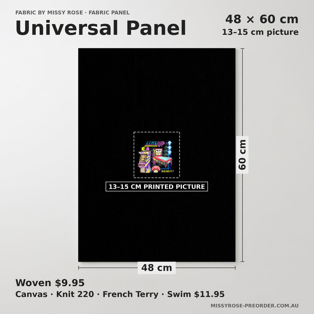 Design 247 Retro Gamer Panel universal panel sizing – 13–15 cm printed picture on 48 × 60 cm fabric | Fabric by Missy Rose