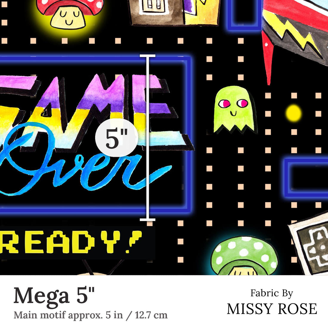 Design 247 Retro Gamer Fabric Mega 5 inch print scale guide | Fabric by Missy Rose