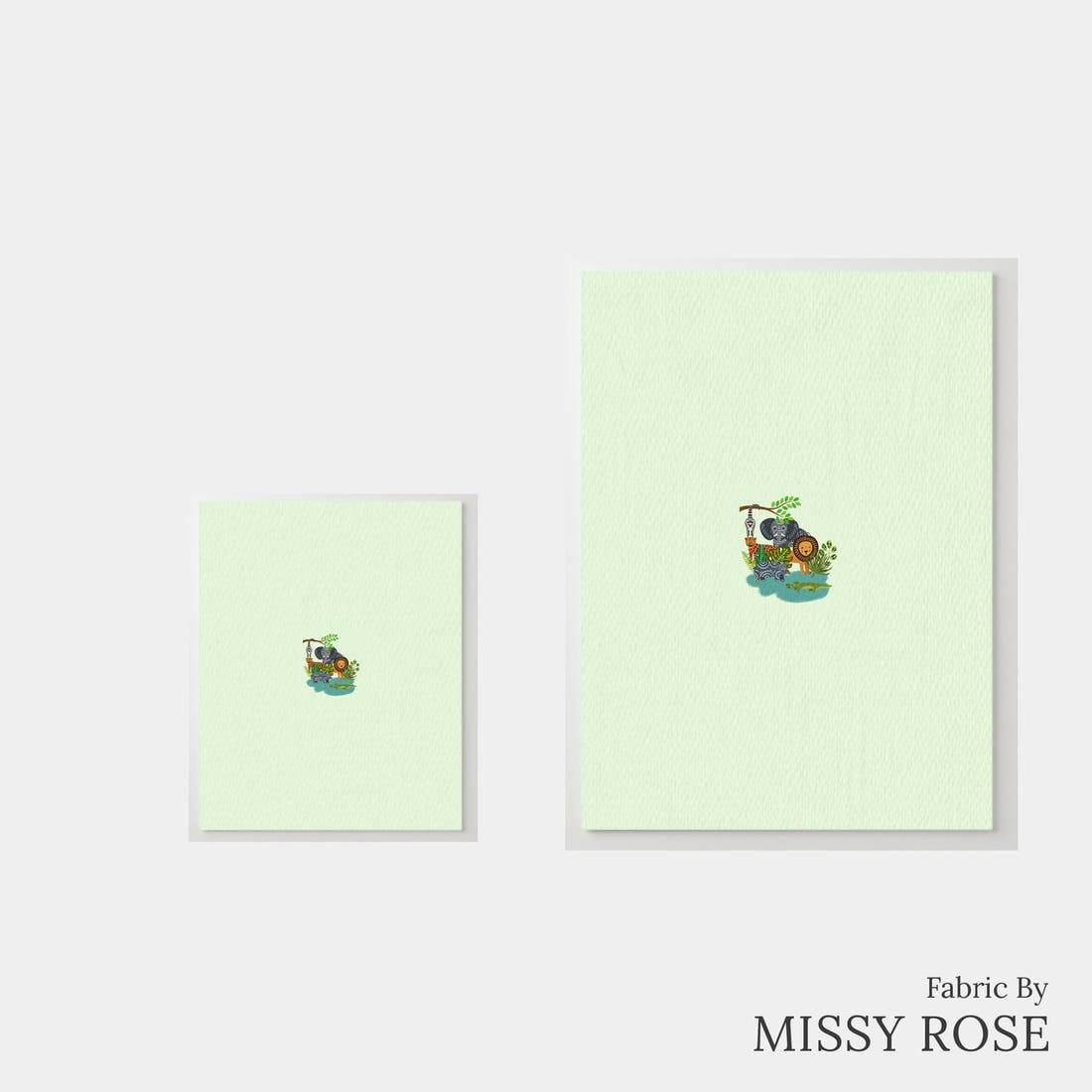 Design 248 Green Jungle Panel – universal and adult panel sizes side by side | Fabric by Missy Rose