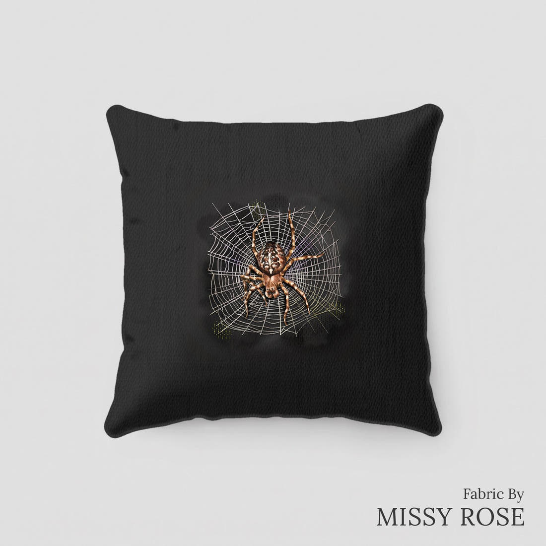 Design 249 Spider Panel sewn into a cushion – see how the panel looks made up | Fabric by Missy Rose