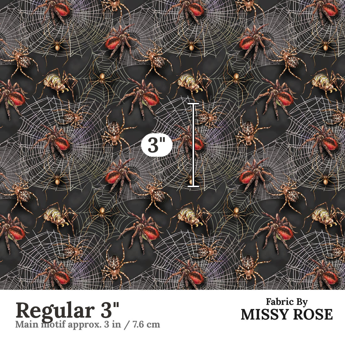 Design 249 Spider Fabric Regular 3" - print scale | Fabric by Missy Rose