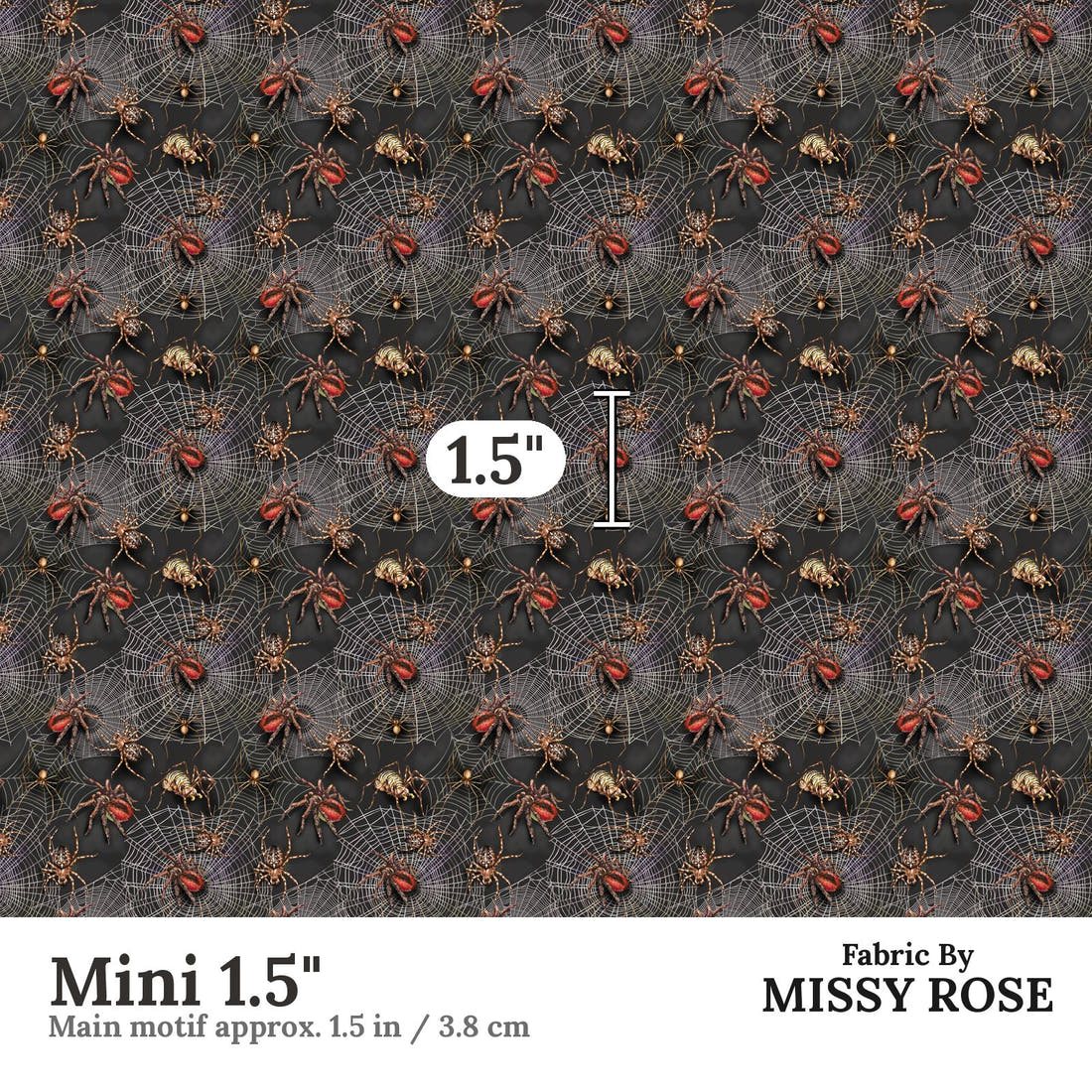 Design 249 Spider Fabric Mini 1.5" - print scale | Fabric by Missy Rose